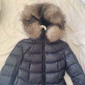 Moncler women’s puffer coat, fox fur hood, size XS